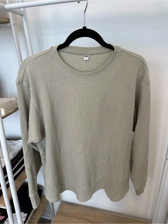 Uniqlo Sweaters - Uniqlo Waffle Knit Crewneck - Sage Green